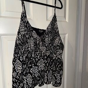 Old Navy Black and White Smocked Camisole
